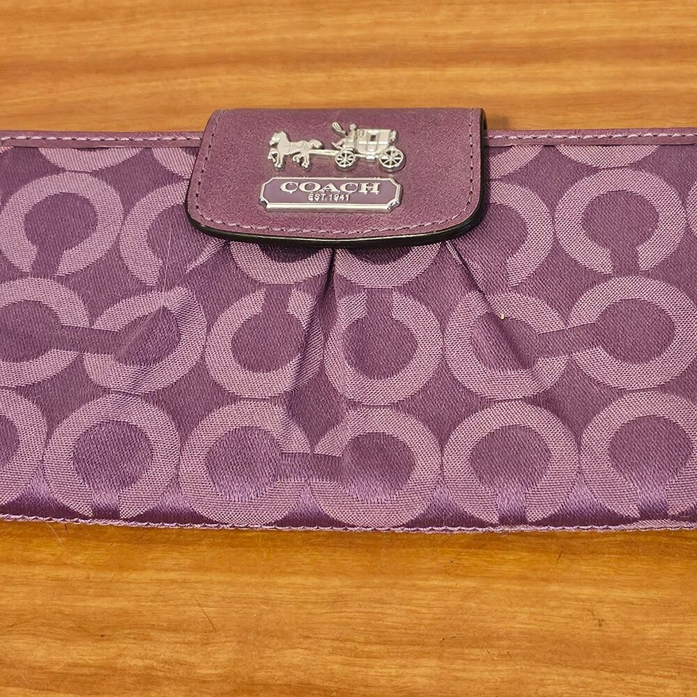 Purple Lavendar "Coach" Signature Trifold Wallet